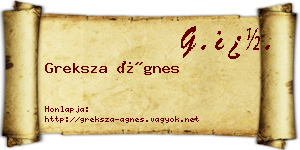Greksza Ágnes névjegykártya